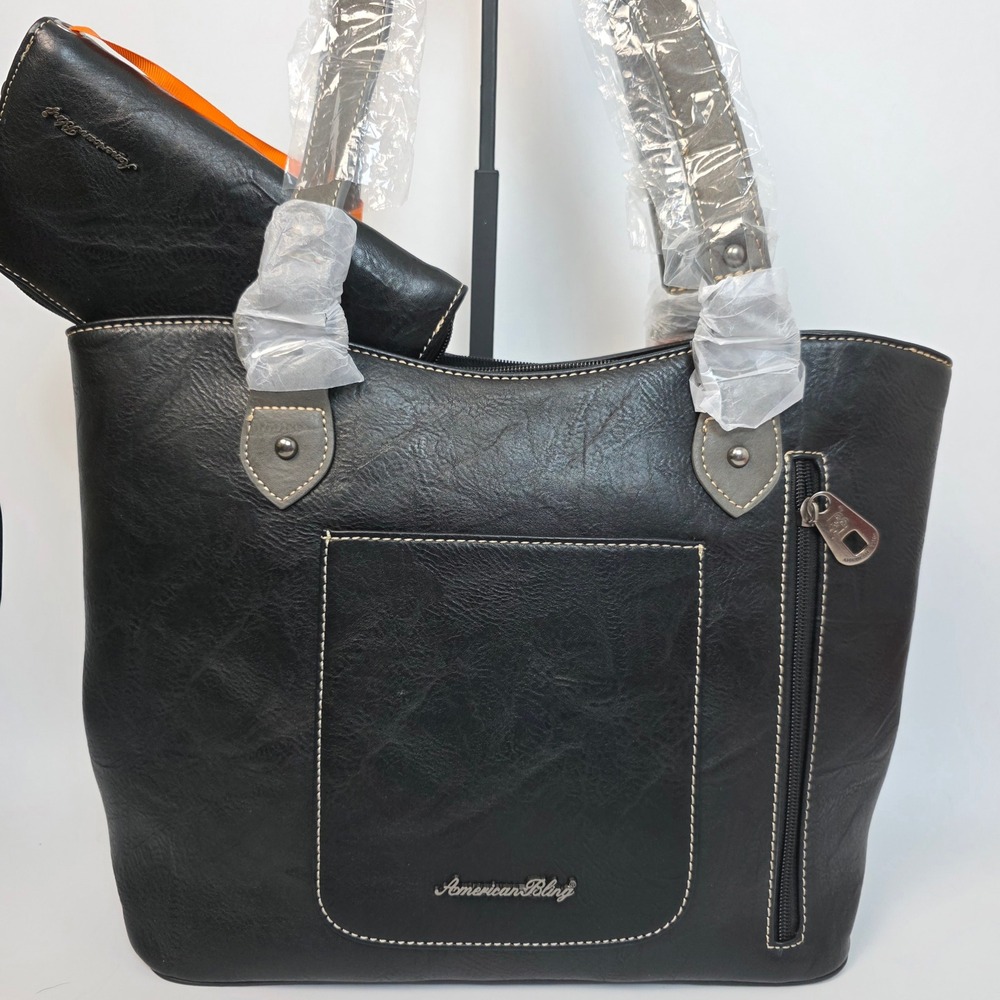 American Bling Black Western Paisley Handbag and Wallet 2-Piece Set AB-G7706WBK - Picture 3 of 13